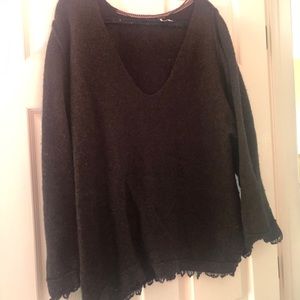 Brown Free People sweater with fringe